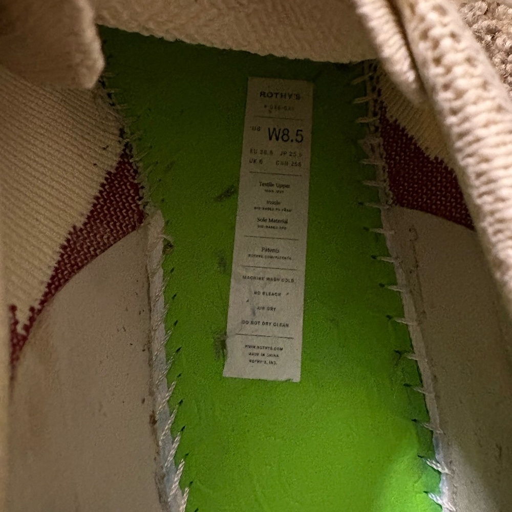 Rothy's Cream and Burgundy Women's Sneakers - Picture 5 of 6